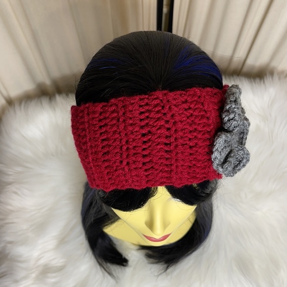 KNITTED FLORAL HEADBAND- OSFM HOMEMADE! - Picture 2 of 8